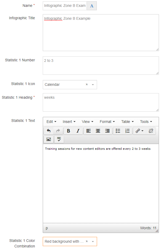 Screen shot of an example v9 Infographic content type