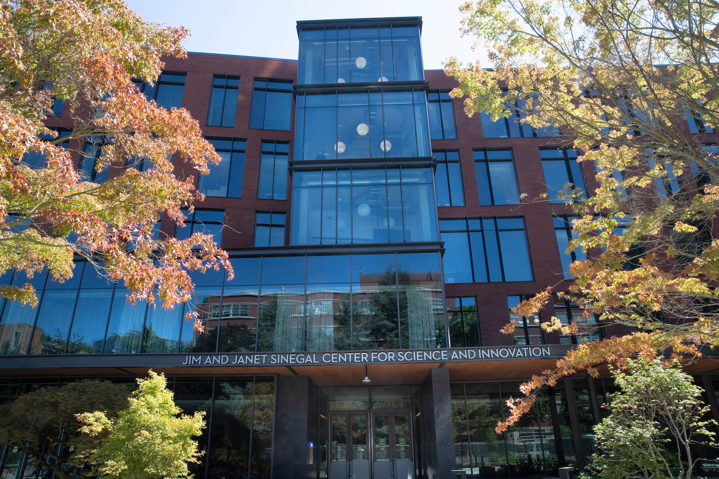 Exterior shot of the Sinegal Center with sign