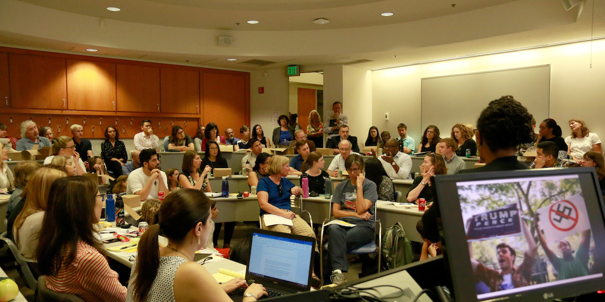 SU faculty and staff discussing Charlottesville