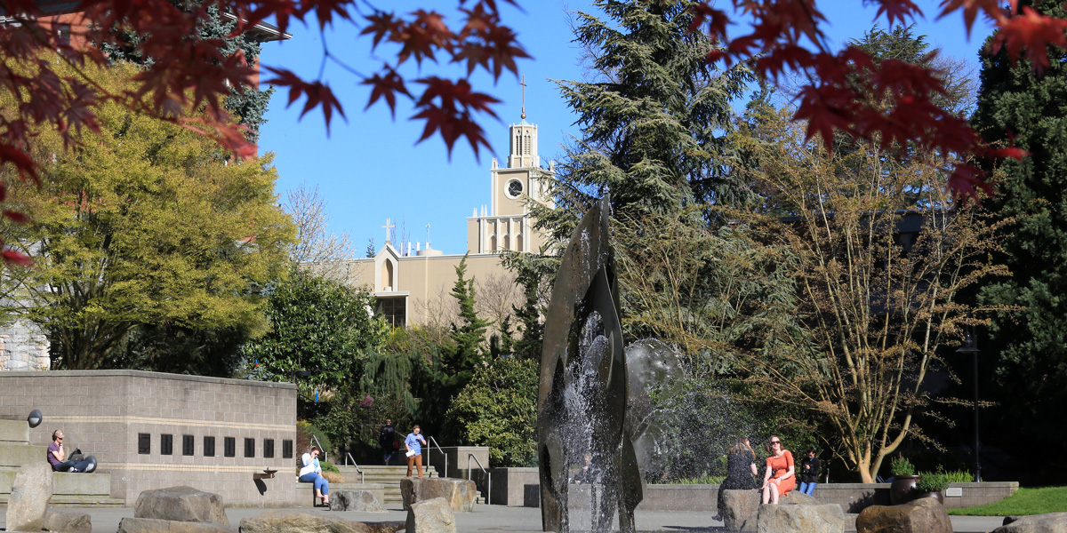 Students studying at the Quad