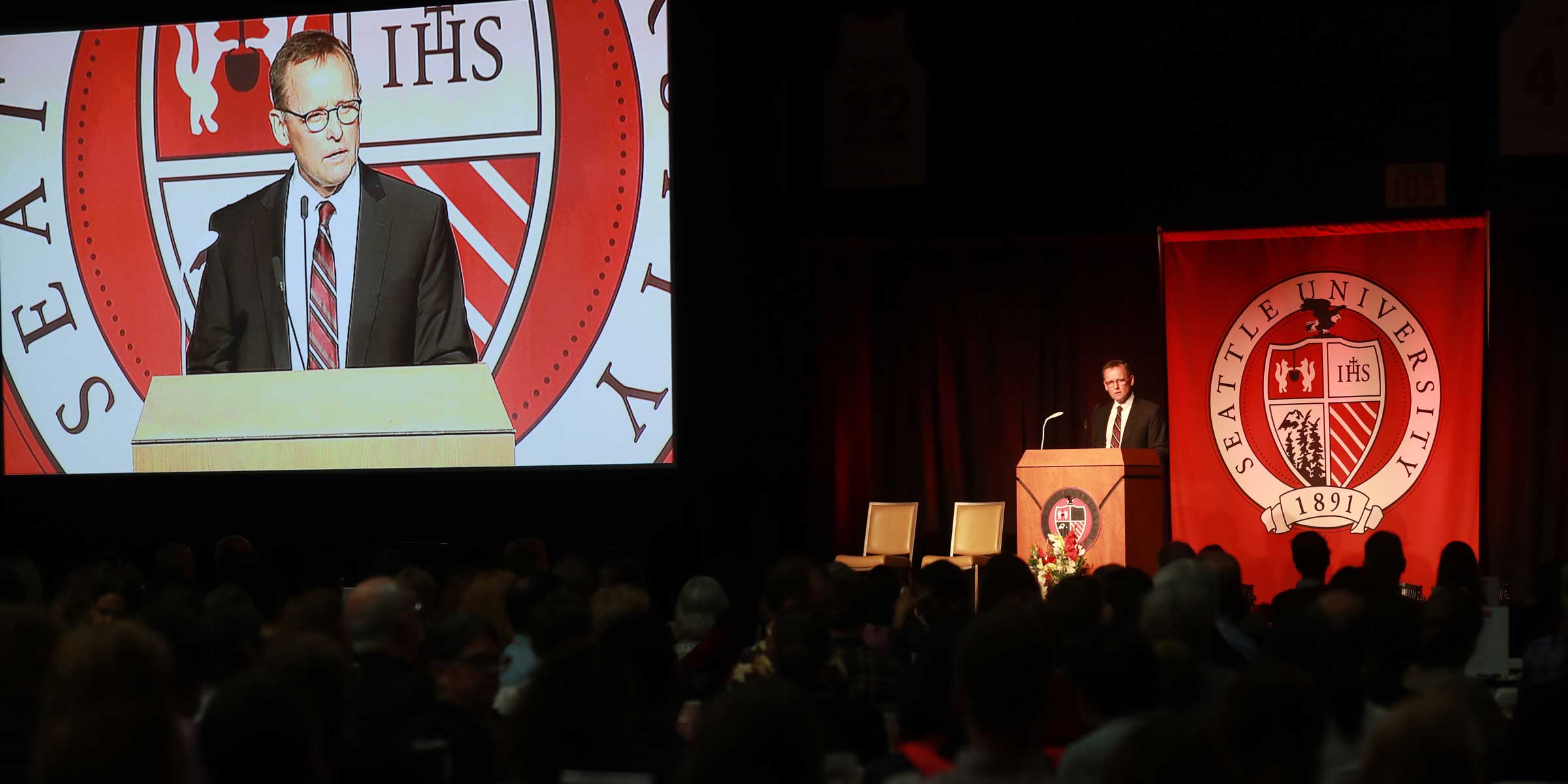 Executive Vice President Tim Leary speaking at the 2018 President's Welcome