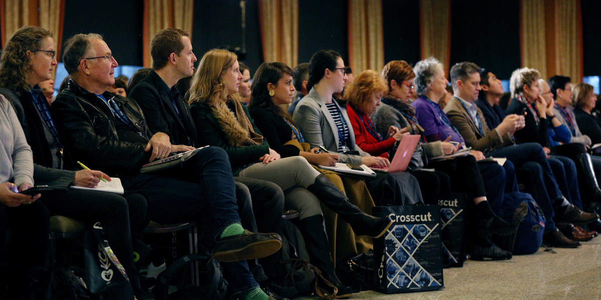 a focused audience at the 2018 Crosscut Festival