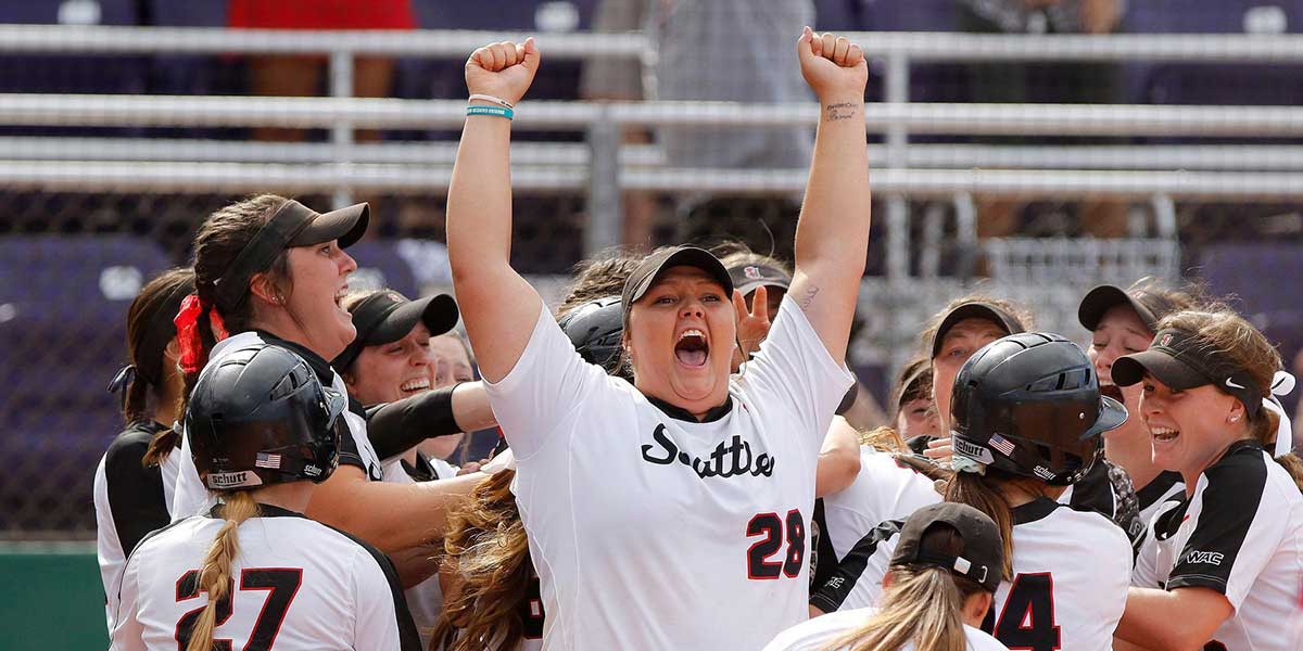 Seattle University Softball Team celebrates after winning the WAC Championship