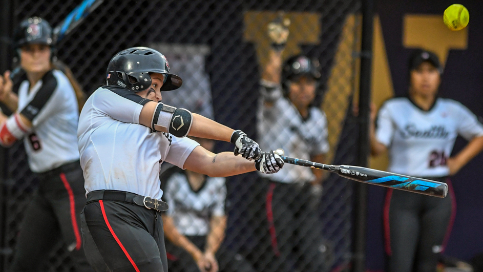 Madison Cathcart connects with the ball during NCAA tournament play.