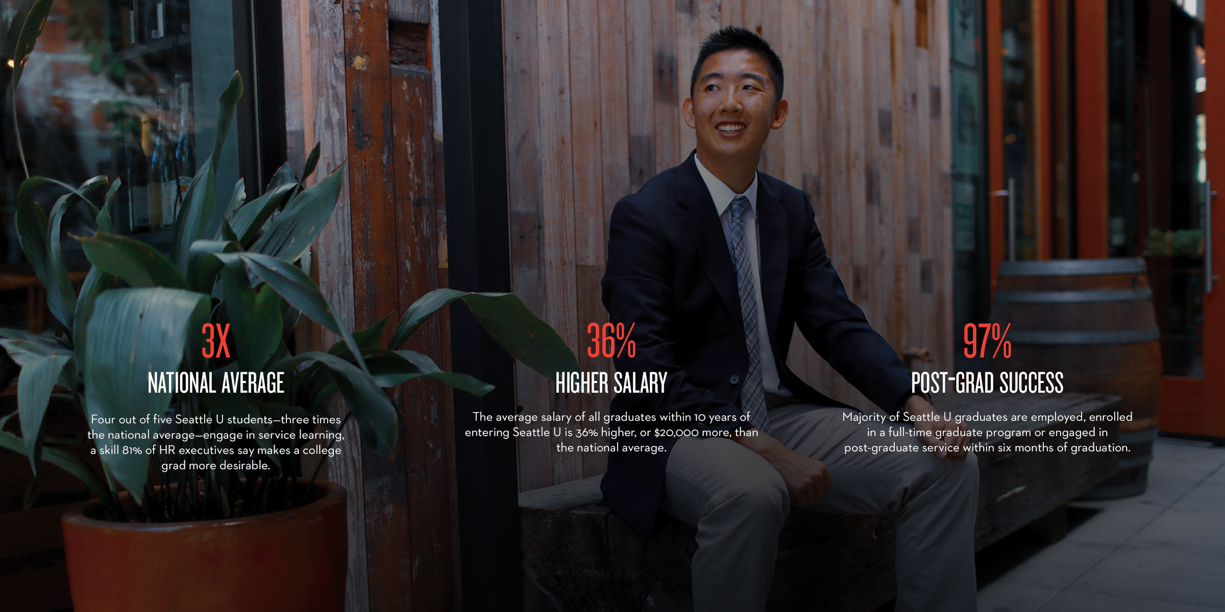 SU alum Alan Yu, ’17, sitting outside Microsoft offices