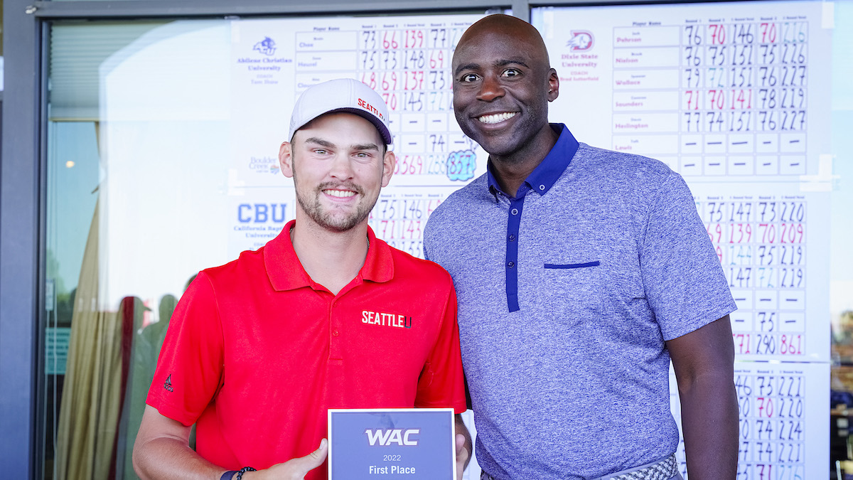 Nathan Cogswell poses with WAC Commissioner Brian Thornton.