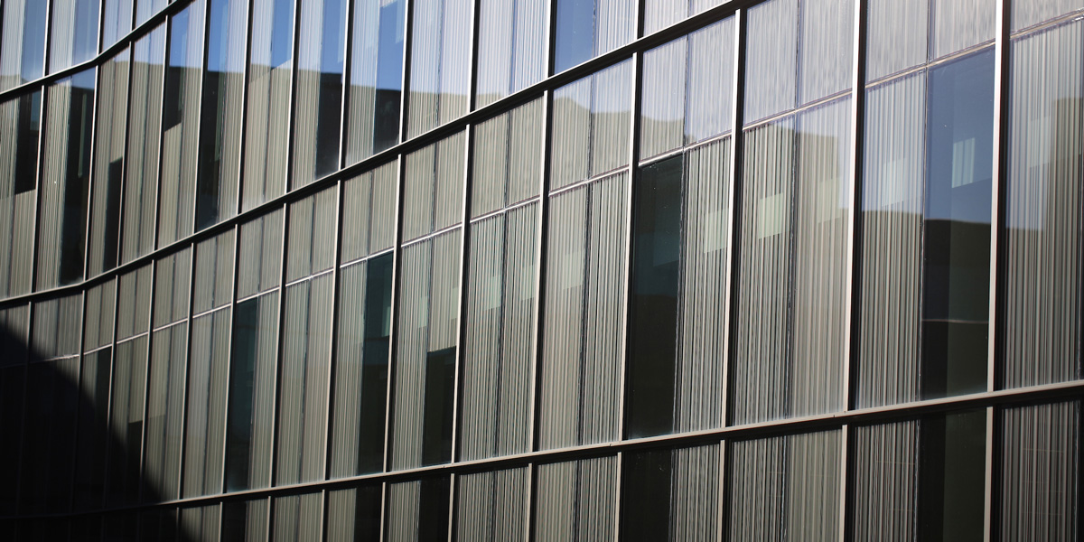 closeup of the unique Lemieux Library windows