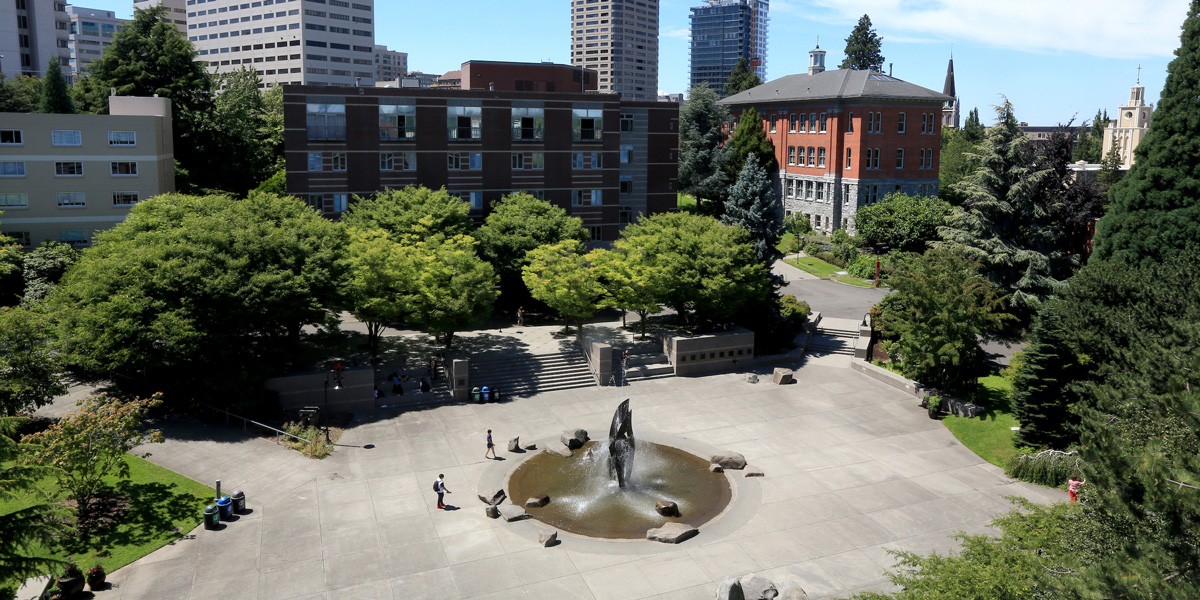 Ariel-view of the Quad and surrounding buildings