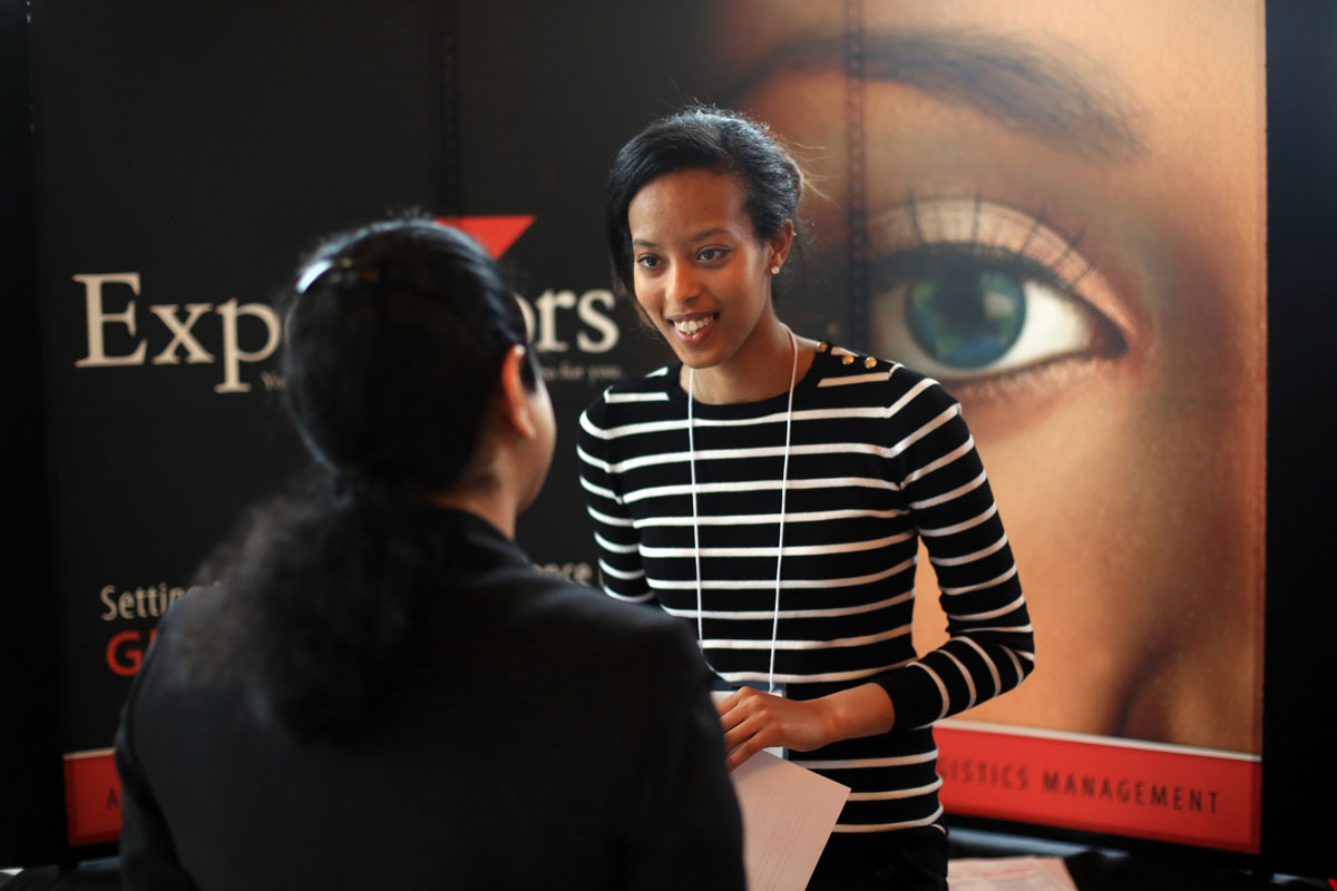   Expeditors at the Career Fair in the Campion Ballroom at Seattle University.