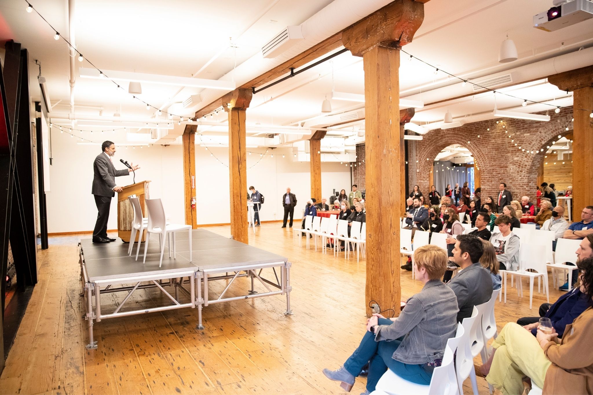 President Peñalver addresses the crowd in Portland